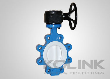 2pc PTFE oturmuş kelebek valfi Konsantrik, Wafer Lugged Flanged Yumuşak Demir