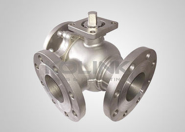 Döküm çelik üç yönlü küre valfi L-port T-port flanşlı DN15-DN200