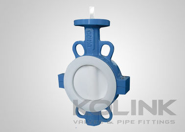 2pc PTFE oturmuş kelebek valfi Konsantrik, Wafer Lugged Flanged Yumuşak Demir