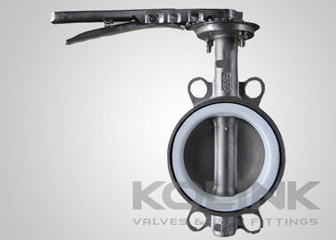 2pc PTFE oturmuş kelebek valfi Konsantrik, Wafer Lugged Flanged Yumuşak Demir